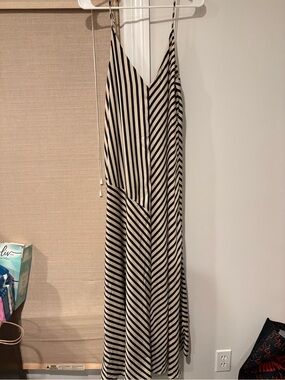 Banana Republic Black and Cream Striped Maxi Dress M fit to L